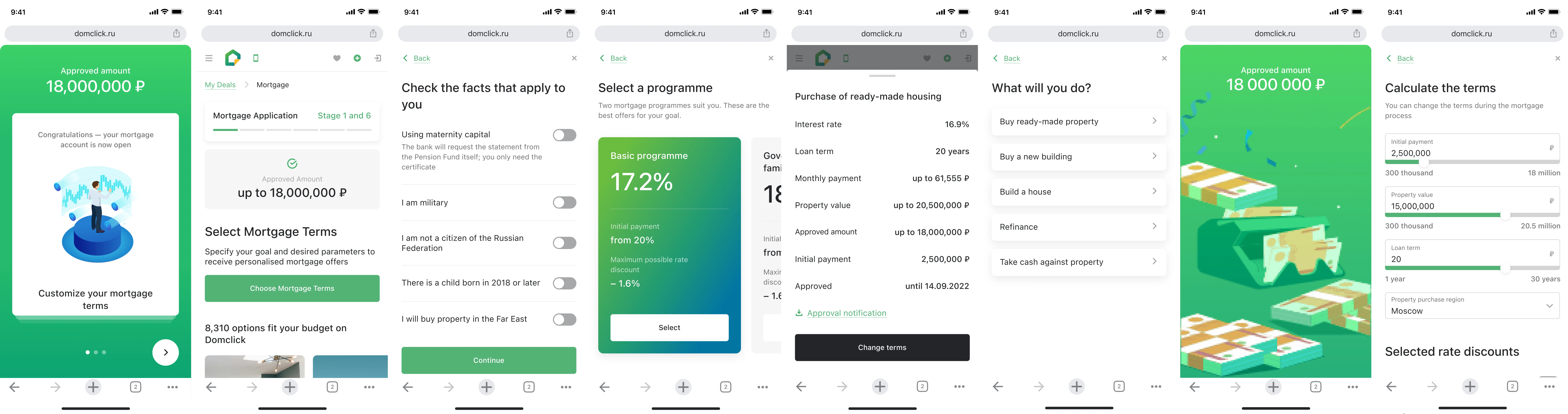 1st iteration — mockups of the pre-approved limit flow